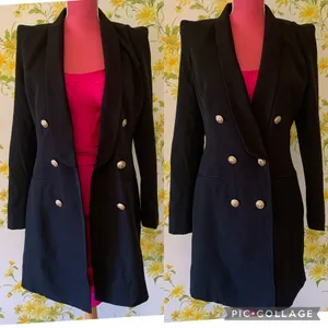 Womens Black Double Breasted Blazer Dress Size M thumbnail 2