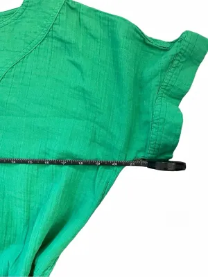 Green Gauze Belted Mini Dress Pockets Relaxed Fit Medium thumbnail 6