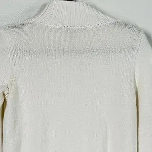 J.Crew XS Sweater Mockneck center cable-knit Ivory Fisherman Sweater 100% Cotton thumbnail 7
