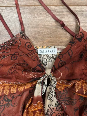 KAELYN MAX Vintage Y2k Euro Brown Paisley Boho Flowy Cami Tank Top | Size Small thumbnail 2