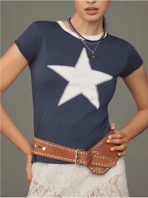 Anthropologie Letluv Star Short-Sleeve Ringer Crew-Neck Tee thumbnail 1