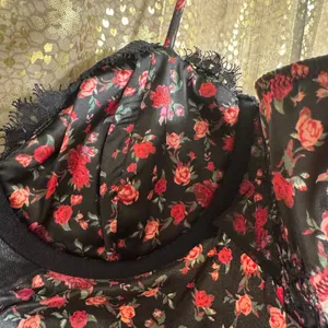 For Love & Lemons Black Melrose Romantic Bustier Pink Floral Bra Top Large thumbnail 8