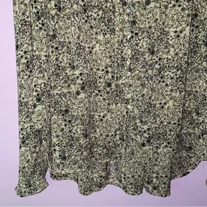Free People Blouse M Yellow Ditsy Floral Chiffon Button Top thumbnail 6