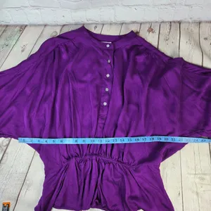 J. Jill Purple Soft Luxe Dolman Sleeve Button Front Blouse Medium WTP337251 thumbnail 8