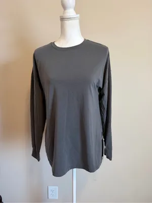 NWT Lululemon EasySet Relaxed Long-Sleeve Shirt dilute Wash graphite gray size 8 thumbnail 6
