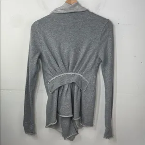 We the Free Free People Ebb and Flow Zip Up Ruffle Sweatshirt size XS Gray thumbnail 9