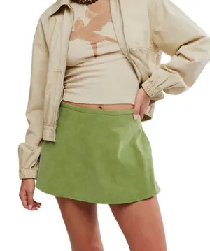 NWT Free People Paradise Found Mini Suede Skort in Going Green thumbnail 1