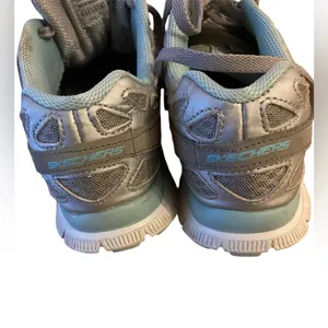Skechers Flex Sole Memory Foam Grey Green Running Shoes Athletic 8.5 Sneakers thumbnail 5