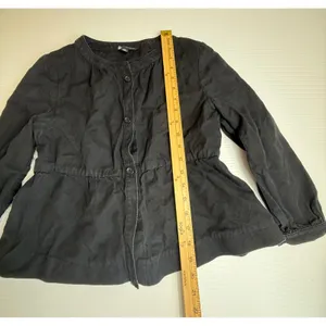 Banana Republic Womens‎ Small Black Peplum Top linen Cotton Button Front thumbnail 3