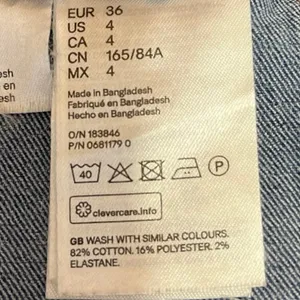 H&M Blue Denim Square Neck Sleeveless Button Mini Overalls Jumper Jean Dress 4 thumbnail 5