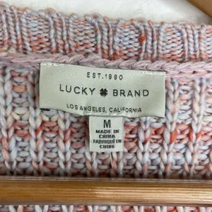 Lucky Brand Sweater Pink Striped Marled Crewneck Knit Chunky Women Medium‎ NWT thumbnail 7