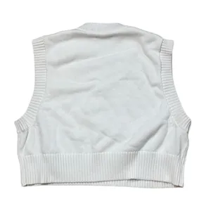 TNA Aritzia Cropped Marcy Vneck Vest White Knit Large thumbnail 4