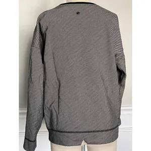 Lululemon Keep Up Crew Size 6 Black Stripe Cotton Fleece Athleisure Sweatshirt thumbnail 8