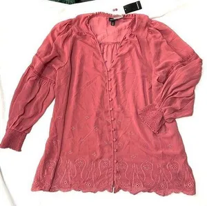 Torrid eyelet long sleeves smocked blouse thumbnail 5