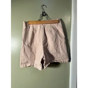 Primark Women's Size 4 High Waist Pleated Chino Shorts Light Baby Pink Stretch thumbnail 4