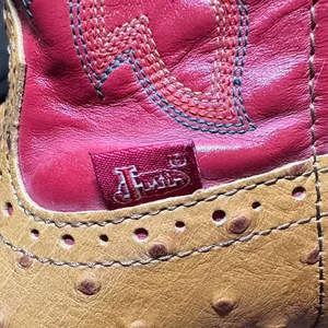 Justin Boots Gypsy L9911 Women’s 7 Western Cowboy Boots Ostrich Print Red Leather thumbnail 8