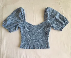 Abercrombie & Fitch Floral Smocked Puff Sleeve Top Size S thumbnail 1