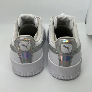 Puma Carina Iridescent High Platfrom Low Top Sneakers White/Silver Women's 8.5 thumbnail 3