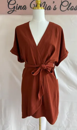 Charles Henry Rust Orange Wrap Dress Size XS from Nordstrom thumbnail 1