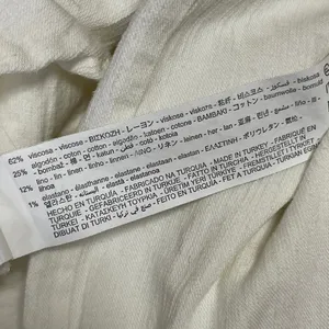 Zara Womens White Linen Long Sleeve Ruched Collared Button Down Shirt Top Size L thumbnail 5