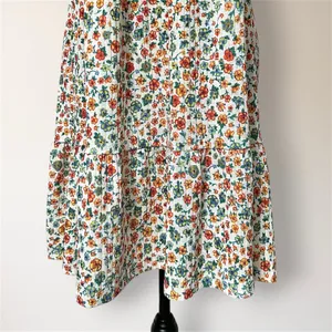 ZARA M Cream Floral Ribbed Knit Tiered Mini Dress Short Sleeve Cottagecore‎ Boho thumbnail 3