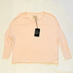 Chaser Revolve Waffle Women's Pink Long Sleeve Criss Cross Top Small thumbnail 3