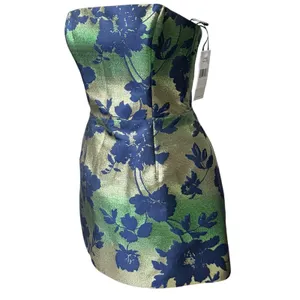 Katie May Valerie Metallic Floral Strapless Mini Dress Womens S Emerald Garden thumbnail 4