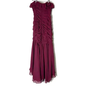 Jill Stuart Burgundy Ruffled Strapless Chiffon Dress Size 6 thumbnail 4