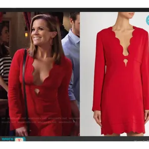 ALC Red Scallop Eva V-Neck Mini Dress Size 4 Designer Special Occasion Sexy thumbnail 2