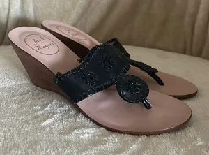 Jack Rogers Women’s Black Wedge Sandals Size 7.5 thumbnail 1