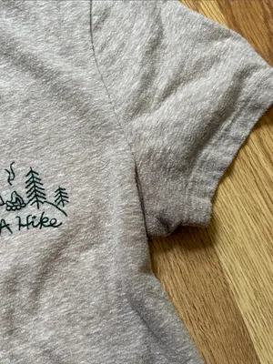 Old Navy “Take a Hike” Short Sleeve Tee with Dark Green Neck Trim thumbnail 4
