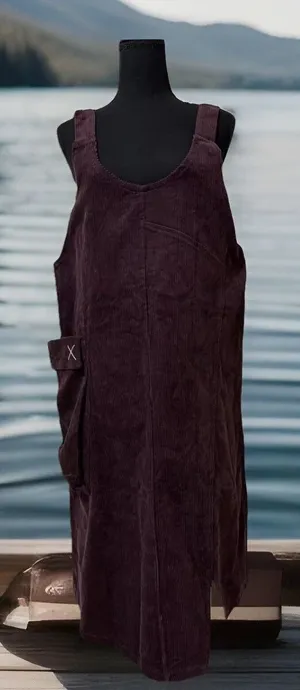NWT E Win Chic Maroon Red Corduroy Dress Side Split &‎ Pocket -Size L thumbnail 1