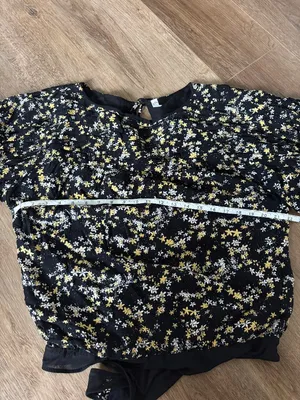 Free People Black Floral Short Sleever Bodysuit - Size Large thumbnail 5