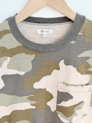 Madewell Cottontail Camo Easy Crop Tee Shirt Bunny Rabbit Pocket Top thumbnail 3