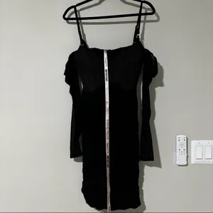 House of CB Freyja Satin Ruched Long Sleeve Body-Con Dress Size thumbnail 6