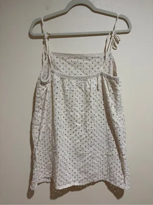 Vitamin A Cream Eyelet Tie-Shoulder Tunic Mini Dress Coverup Size XL thumbnail 5