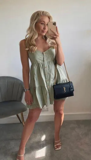 Dress Linen Blend Ruffled Strap Mini Summer Dress thumbnail 1