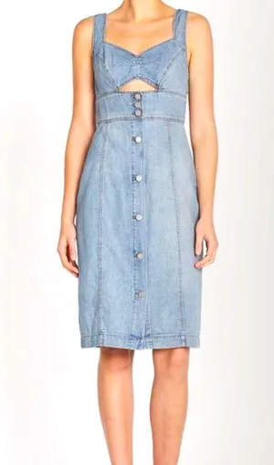 La Vie Rebecca Taylor Drapey Denim Cut-Out Dress in Forget Me Not thumbnail 5