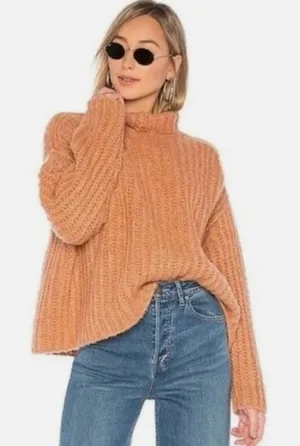 Free People Fluffy Fox Turtleneck Pullover Sweater Size S‎ thumbnail 1