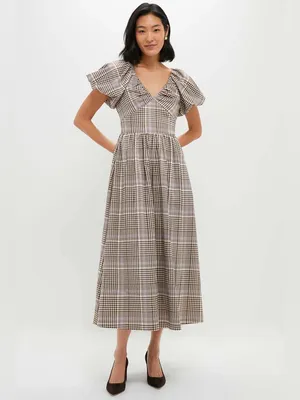 Anthropologie EN SAISON Brown Taupe Lavender Charleigh Maxi Dress thumbnail 3