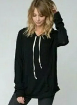 Brandy Melville Black Layla Hoodie Tee one size thumbnail 1