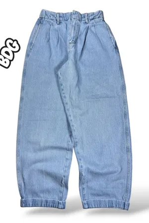 BDG Urban Outfitters Drew Baggy Pleated Jeans Light Wash Elastic Waist W28 L32 thumbnail 1