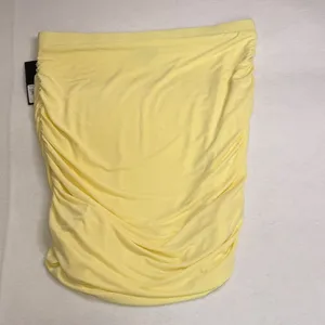 Free Press NWT Women Yellow Ruched Bodycon Mini Skirt Size L NWT thumbnail 4