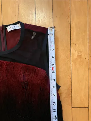 Sandro Ringo Black and Burgundy Maroon Tassel Fringe Cocktail Flapper Dress US 4 thumbnail 13