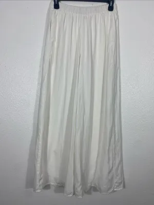 Show Me Your MuMu White Wide-Leg Linen-Blend Pants 100% Rayon Size XS thumbnail 5
