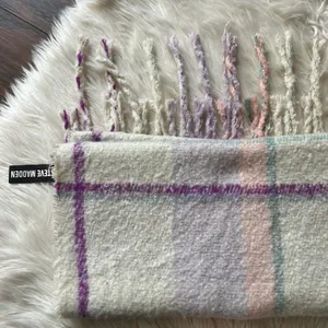Pastel Tartan Plush Fringe Oversized Scarf thumbnail 2