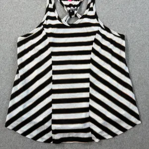 Betsey Johnson Striped Racerback Tank Top Women's Small Black/White Gold Metalli thumbnail 4