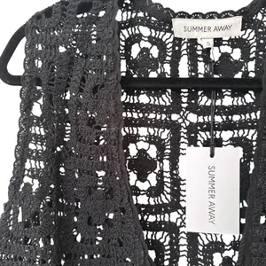 SUMMER AWAY Crochet Tie Front‎ Vest Top Black NWT Small thumbnail 4