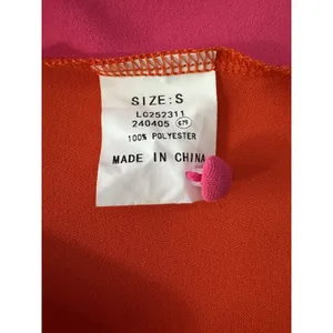Hot Pink Orange Blouse V Neck Button Down Tie Knot Front Bell Sleeves Small Top thumbnail 9