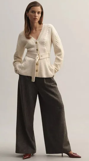 Women’s Maeve Belted Cable Cardigan Sweater thumbnail 1